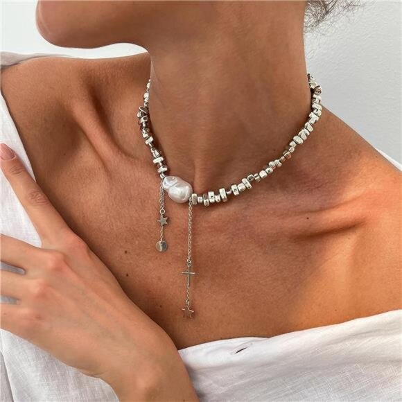 Irregular Choker Necklace | Baroque Pearl - Picture 2 of 4